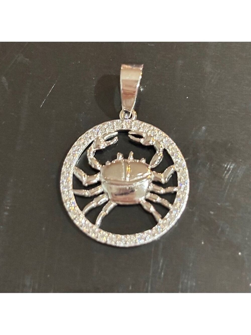 Moissanite over 925 Sterling Silver Cancer zodiacal Pendant - Picture 3 of 7